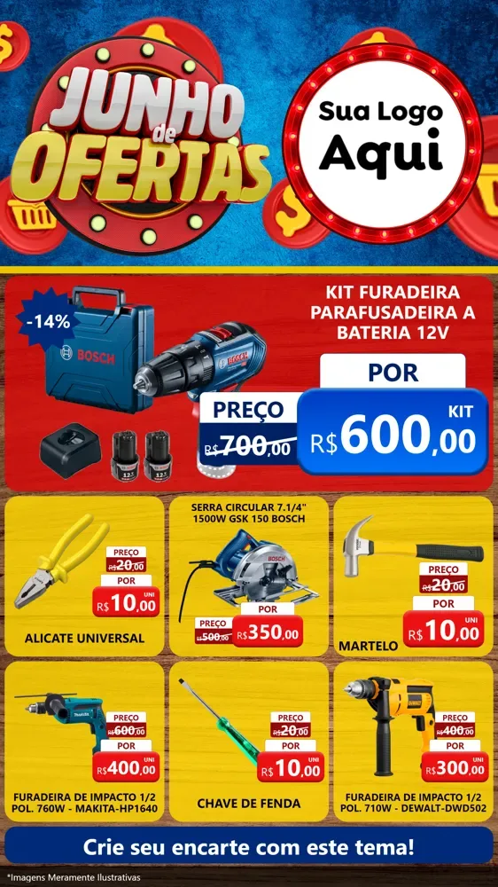 Modelo de Rede Social para Stories com o tema Junho de Ofertas para Maquinas e Ferramentas