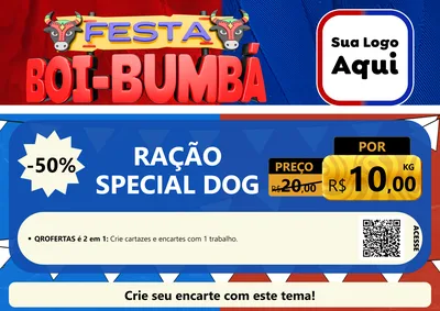 Modelo de Cartaz para Cartaz A4 Horizontal com o tema Festa Boi Bumbá para Pet Shop