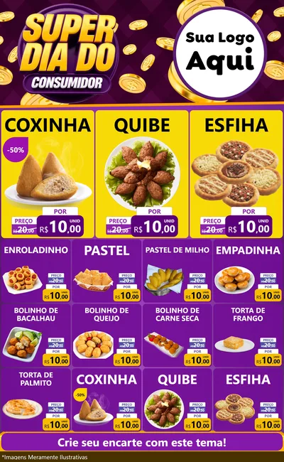 Modelo de Encarte para Encarte Grande com o tema Super Dia do Consumidor para Salgadaria