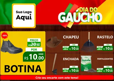 Modelo de Encarte para Encarte A4 Horizontal com o tema Dia do Gaúcho para Agropecuária
