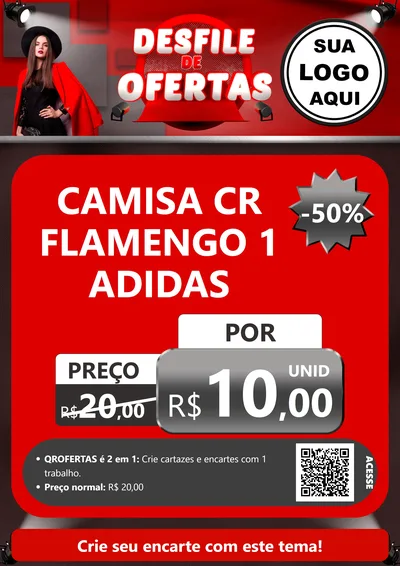 Modelo de Cartaz para Cartaz A4 Vertical com o tema Desfile de Ofertas para Roupas e acessórios