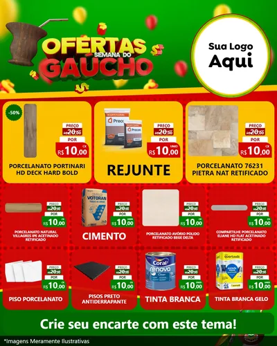 Modelo de Rede Social para Feed Instagram com o tema Ofertas Semana Do Gaúcho para Pisos e revestimentos