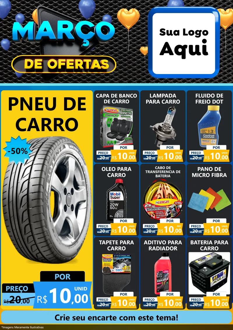Modelo de Encarte para Encarte A4 Vertical com o tema Março de Ofertas para Auto peças