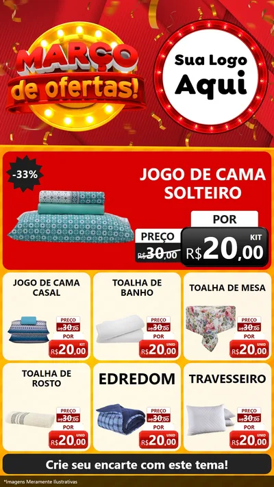 Modelo de Rede Social para Stories com o tema Março de Ofertas! para Cama, Mesa e Banho