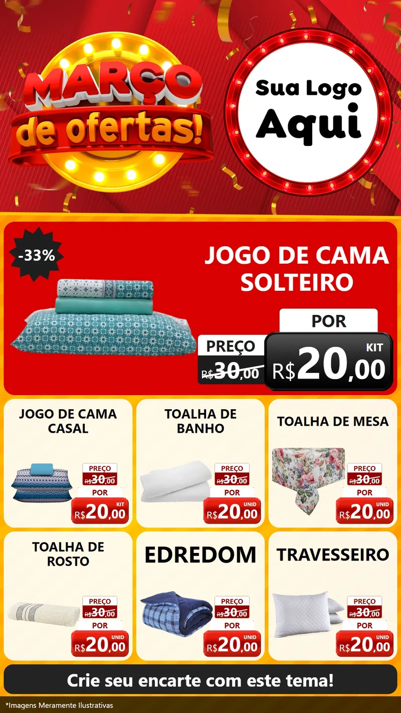 Modelo de Rede Social para Stories com o tema Março de Ofertas! para Cama, Mesa e Banho