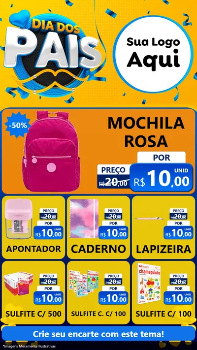 Modelo de Rede Social para Stories com o tema Dia dos Pais para Papelaria