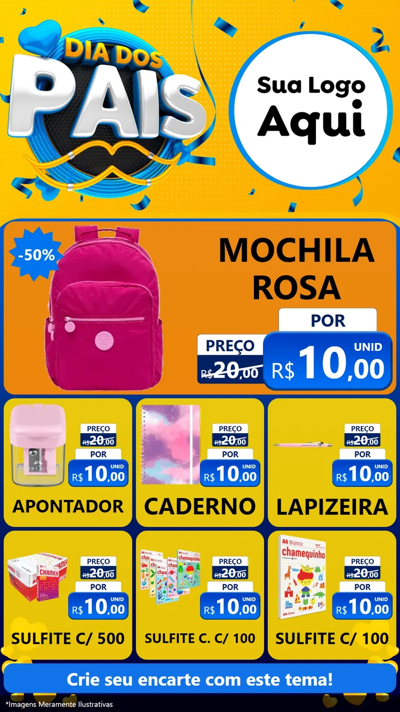 Modelo de Rede Social para Stories com o tema Dia dos Pais para Papelaria