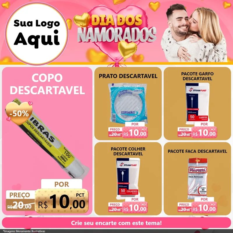 Modelo de Rede Social para Feed Facebook com o tema Dia dos Namorados para Embalagens