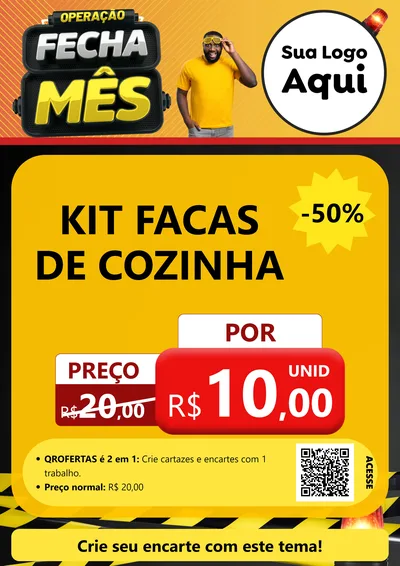 Modelo de Cartaz para Cartaz A4 Vertical com o tema Operação Fecha Mês para Utilidades Domésticas