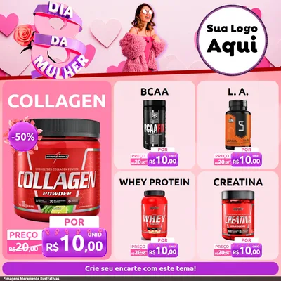 Modelo de Rede Social para Feed Facebook com o tema Dia da Mulher para Suplementos alimentares