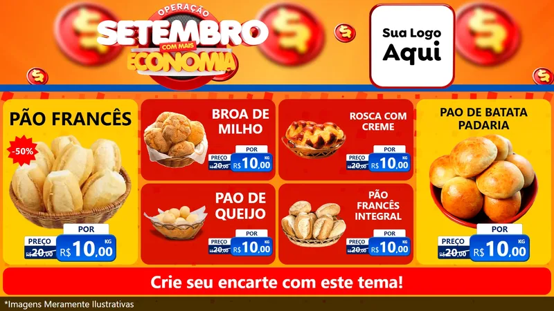 Modelo de TV para TV Horizontal com o tema Operação Setembro Com Muita Economia para Padaria
