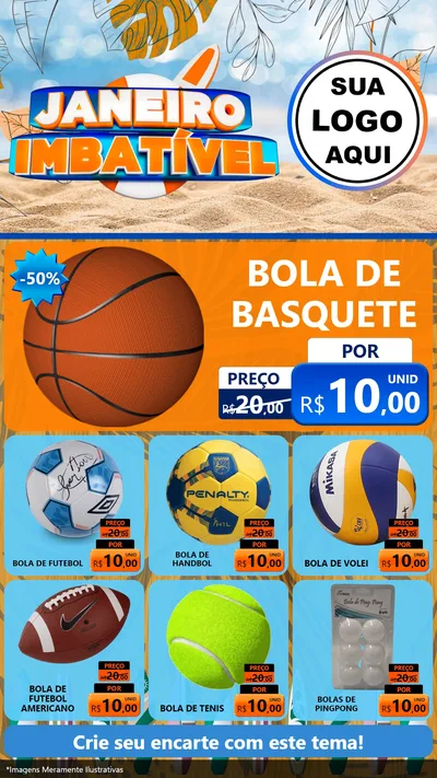 Modelo de Rede Social para Stories com o tema Janeiro Imbatível para Artigos Esportivos