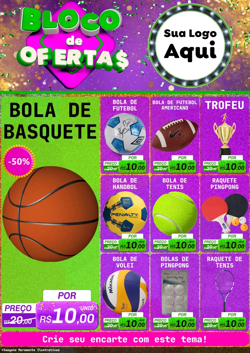 Modelo de Encarte para Encarte A4 Vertical com o tema Bloco de Ofertas para Artigos Esportivos