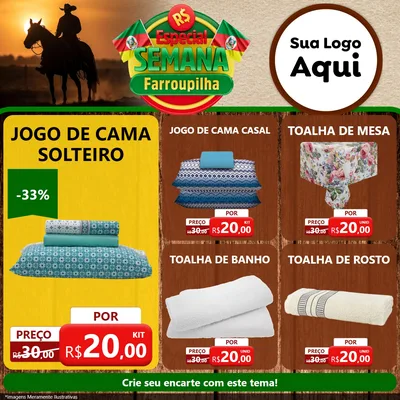 Modelo de Rede Social para Feed Facebook com o tema Especial Semana Farroupilha para Cama, Mesa e Banho