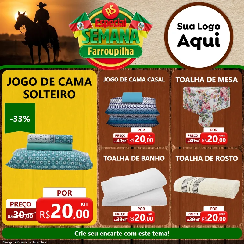 Modelo de Rede Social para Feed Facebook com o tema Especial Semana Farroupilha para Cama, Mesa e Banho