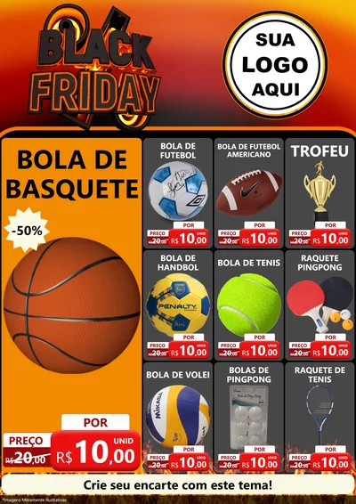 Modelo de Encarte para Encarte A4 Vertical com o tema Black Friday para Artigos Esportivos
