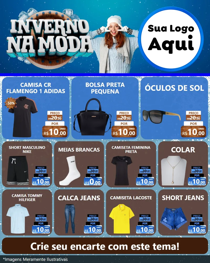 Modelo de Rede Social para Feed Instagram com o tema Inverno na Moda para Roupas e acessórios
