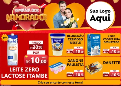 Modelo de Encarte para Encarte A4 Horizontal com o tema Semana dos Namorados para Frios e Laticínios