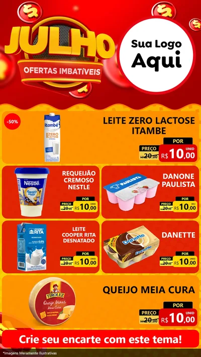 Modelo de TV para TV Vertical com o tema Julho Ofertas Imbatíveis para Frios e Laticínios
