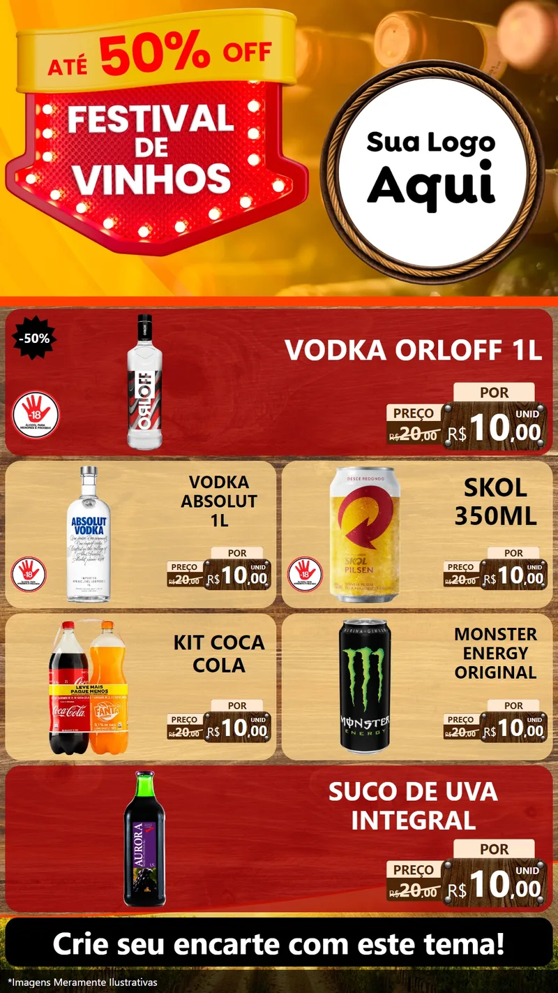 Modelo de TV para TV Vertical com o tema Festival de Vinhos para Distribuidora de bebidas