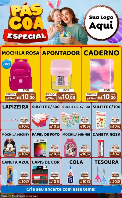 Modelo de Encarte para Encarte Grande com o tema Páscoa Especial para Papelaria