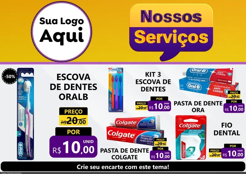 Modelo de Encarte para Encarte A4 Horizontal com o tema Nossos Serviços para Higiene Pessoal
