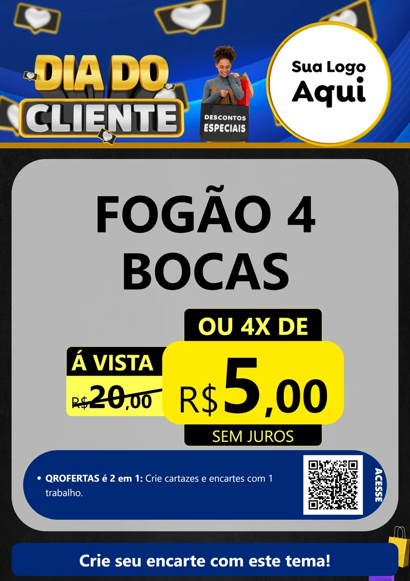 Modelo de Cartaz para Cartaz A4 Vertical com o tema Dia Do Cliente para Móveis e Eletro