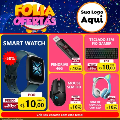 Modelo de Rede Social para Feed Facebook com o tema Folia de Ofertas para Informática