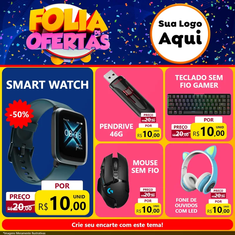 Modelo de Rede Social para Feed Facebook com o tema Folia de Ofertas para Informática