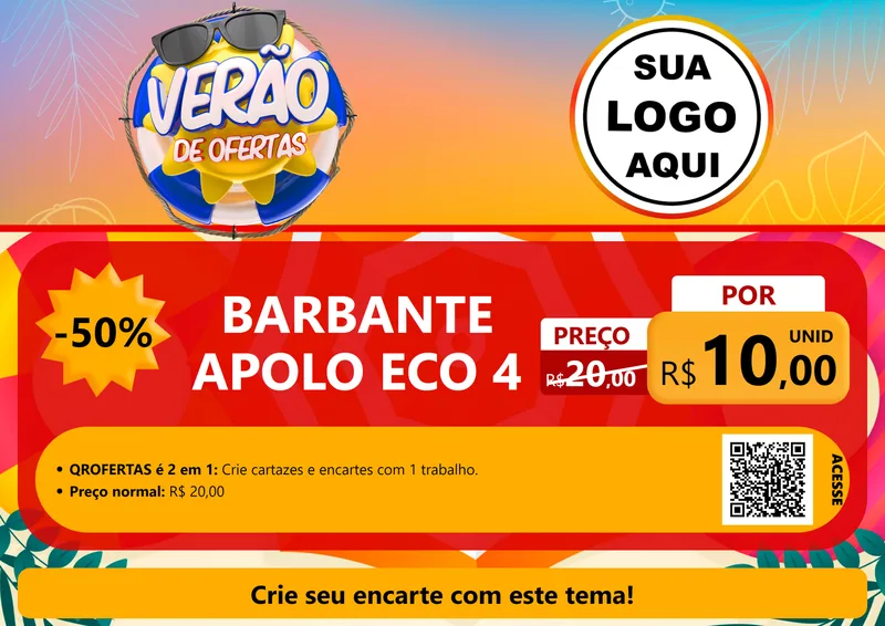 Modelo de Cartaz para Cartaz A4 Horizontal com o tema Verão de Ofertas para Armarinho e Aviamentos