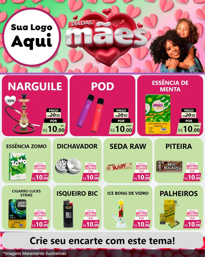 Modelo de Rede Social para Feed Instagram com o tema Dia das Mães para Tabacaria