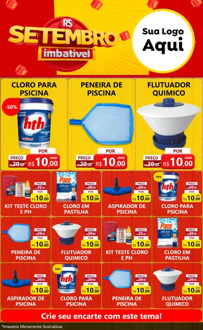 Modelo de Encarte para Encarte Grande com o tema Setembro Imbatível para Produtos para Piscina