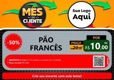 Modelo de Cartaz para Cartaz A4 Horizontal com o tema Mês do Cliente para Padaria