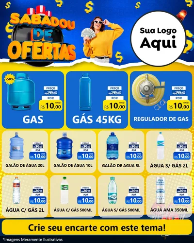 Modelo de Rede Social para Feed Instagram com o tema Sabadou de Ofertas para Água e gás