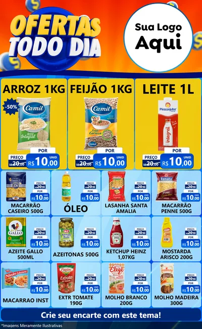 Modelo de Encarte para Encarte Grande com o tema Ofertas Todo Dia para Supermercado