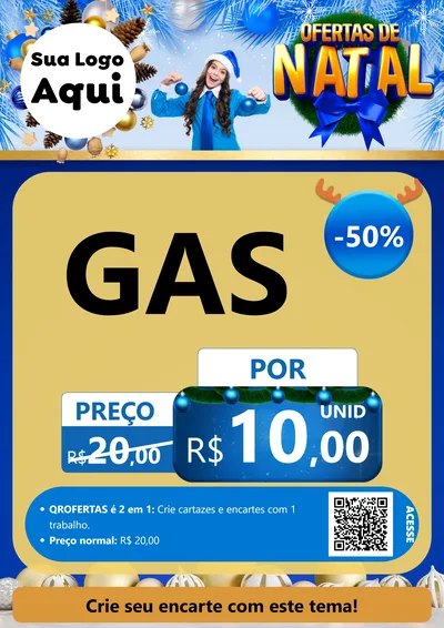 Modelo de Cartaz para Cartaz A4 Vertical com o tema Ofertas de Natal para Água e gás