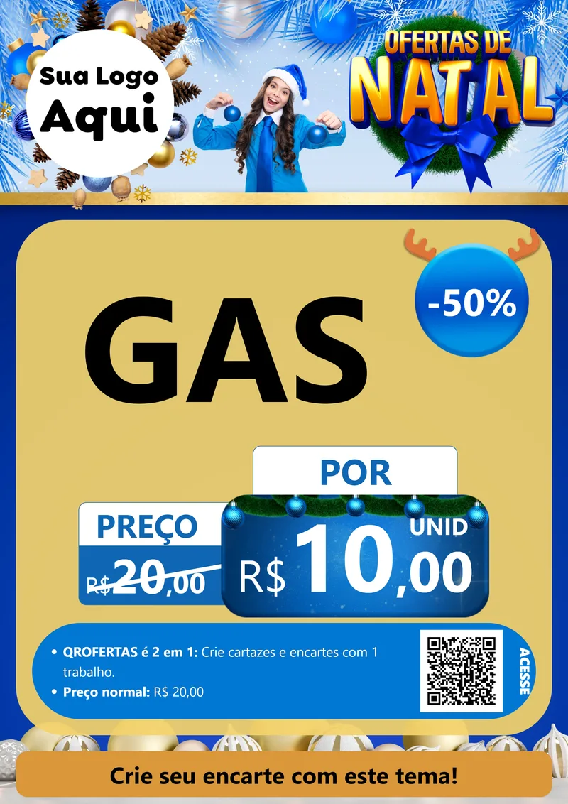 Modelo de Cartaz para Cartaz A4 Vertical com o tema Ofertas de Natal para Água e gás