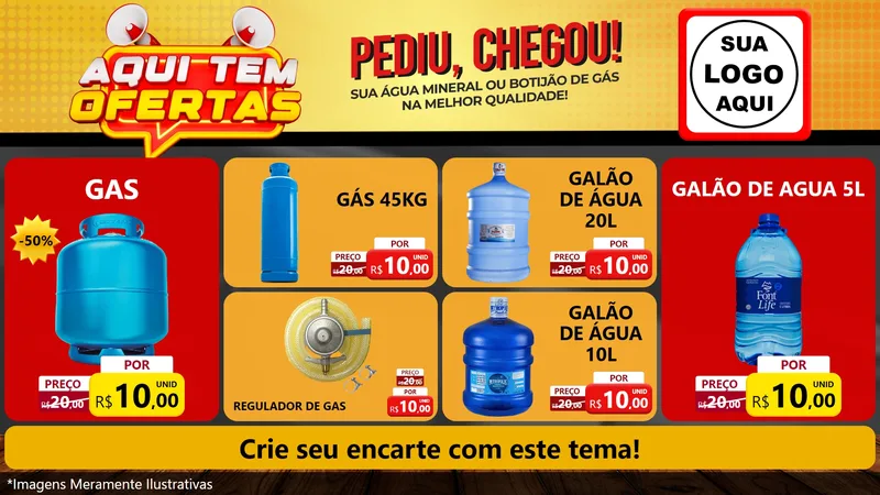 Modelo de TV para TV Horizontal com o tema Aqui Tem Ofertas para Água e gás
