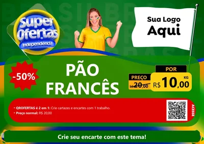Modelo de Cartaz para Cartaz A4 Horizontal com o tema Super Ofertas de Independência para Padaria