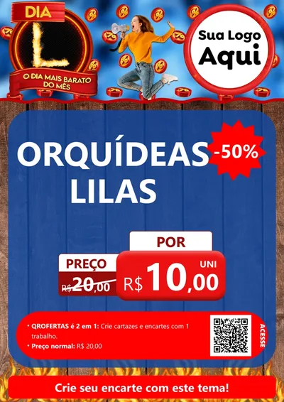 Modelo de Cartaz para Cartaz A4 Vertical com o tema Dia L - O Dia Mais Barato Do Mês para Floricultura e jardim