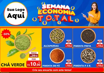 Modelo de Encarte para Encarte A4 Horizontal com o tema Semana Economia Total para Produtos Naturais