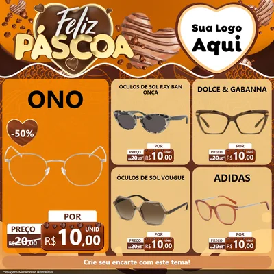 Modelo de Rede Social para Feed Facebook com o tema Feliz Páscoa para Óticas