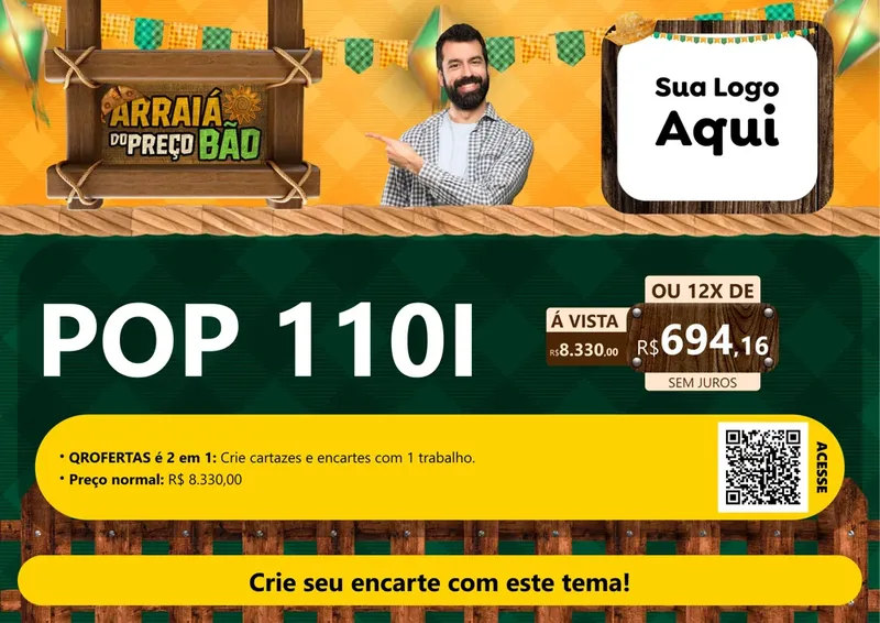 Modelo de Cartaz para Cartaz A4 Horizontal com o tema Arraiá do preço bão para Concessionaria de Motos