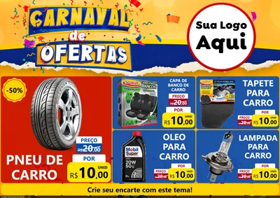 Modelo de Encarte para Encarte A4 Horizontal com o tema Carnaval de Ofertas para Auto peças