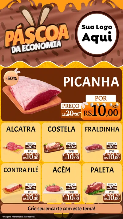 Modelo de Rede Social para Stories com o tema Páscoa da Economia para Açougue