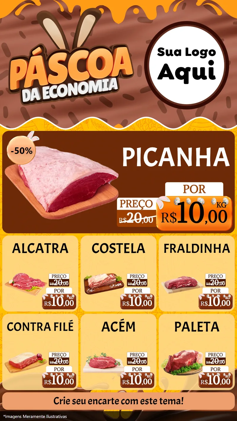 Modelo de Rede Social para Stories com o tema Páscoa da Economia para Açougue