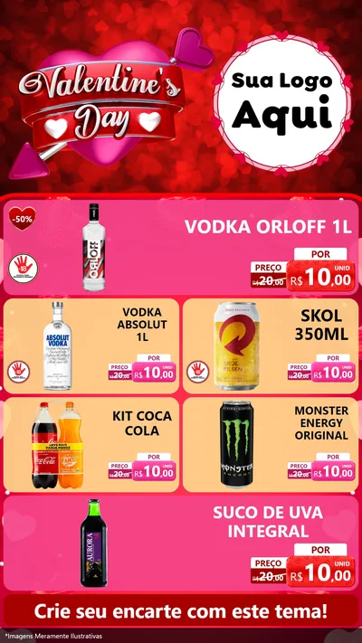 Modelo de TV para TV Vertical com o tema Valentine's Day para Distribuidora de bebidas