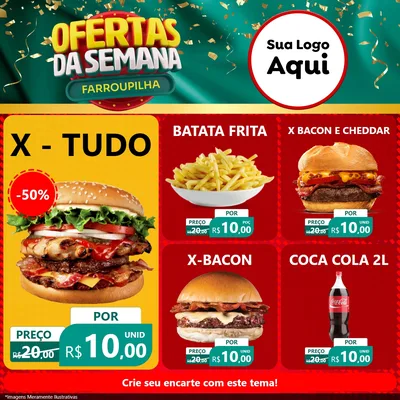 Modelo de Rede Social para Feed Facebook com o tema Ofertas da Semana Farroupilha para Hamburgueria