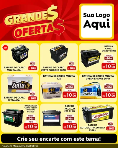 Modelo de Rede Social para Feed Instagram com o tema Grandes Ofertas para Baterias Elétricas