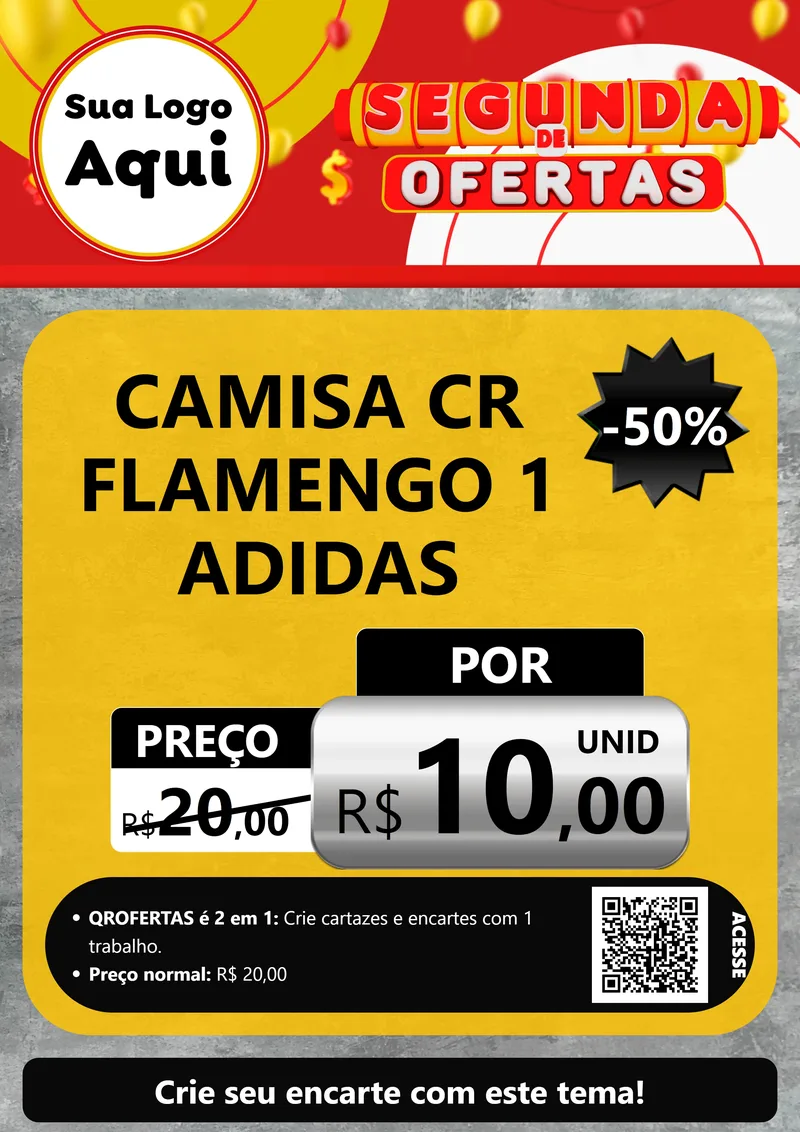 Modelo de Cartaz para Cartaz A4 Vertical com o tema Segunda de Ofertas para Roupas e acessórios